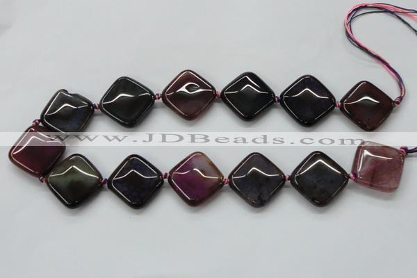 CAA593 15.5 inches 25*25mm faceted diamond dragon veins agate beads