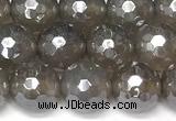 CAA5944 15 inches 8mm faceted round AB-color grey agate beads