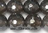 CAA5945 15 inches 10mm faceted round AB-color grey agate beads