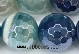 CAA5951 15 inches 12mm faceted round AB-color line agate beads