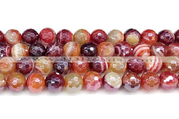 CAA5968 15 inches 12mm faceted round AB-color line agate beads