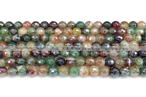 CAA5973 15 inches 6mm faceted round AB-color line agate beads