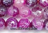 CAA5995 15 inches 6mm faceted round AB-color line agate beads