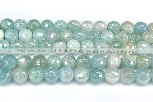 CAA6002 15 inches 10mm faceted round AB-color line agate beads