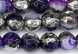 CAA6016 15 inches 6mm faceted round electroplated line agate beads