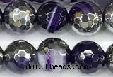 CAA6017 15 inches 8mm faceted round electroplated line agate beads