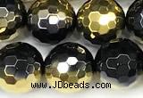 CAA6026 15 inches 10mm faceted round electroplated agate beads