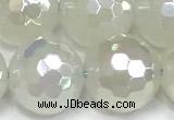 CAA6037 15 inches 12mm faceted round AB-color white agate beads