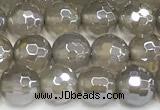 CAA6038 15 inches 6mm faceted round AB-color grey agate beads