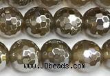 CAA6047 15 inches 8mm faceted round AB-color yellow agate beads