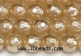 CAA6050 15 inches 6mm faceted round AB-color yellow agate beads