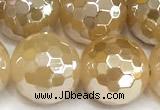 CAA6053 15 inches 12mm faceted round AB-color yellow agate beads