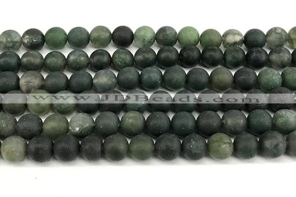 CAA6072 15 inches 8mm round matte moss agate beads