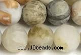 CAA6082 15 inches 8mm round matte bamboo leaf agate beads