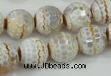 CAA724 15.5 inches 14mm faceted round fire crackle agate beads