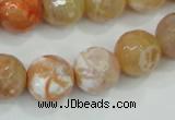 CAA727 15.5 inches 14mm faceted round fire crackle agate beads