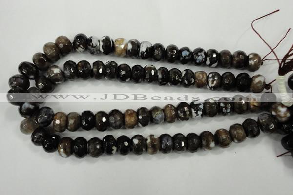 CAA732 10*14mm faceted rondelle fire crackle agate beads