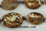 CAA760 15.5 inches 14*18mm twisted oval wooden agate beads