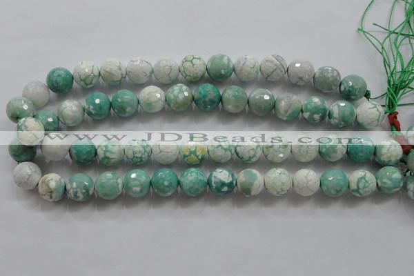 CAA805 15.5 inches 14mm faceted round fire crackle agate beads