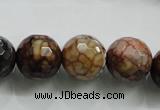 CAA813 15.5 inches 16mm faceted round fire crackle agate beads