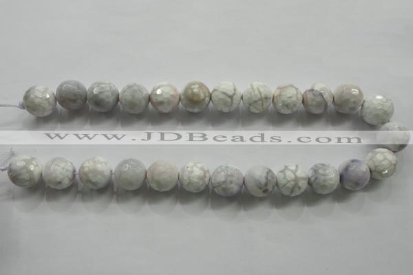 CAA815 15.5 inches 16mm faceted round fire crackle agate beads