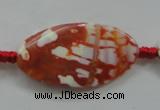 CAA841 15.5 inches 20*40mm twisted oval fire crackle agate beads