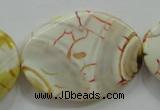 CAA845 15.5 inches 25*35mm twisted oval fire crackle agate beads