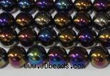 CAA850 15.5 inches 10mm round AB-color black agate beads