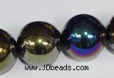 CAA852 15.5 inches 22mm round AB-color black agate beads