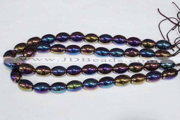 CAA853 15.5 inches 13*18mm rice AB-color black agate beads