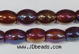 CAA878 15.5 inches 7*14mm rice AB-color red agate beads