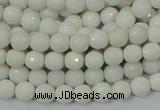 CAA92 15.5 inches 4mm faceted round white agate gemstone beads