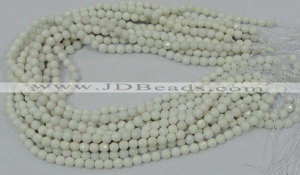 CAA92 15.5 inches 4mm faceted round white agate gemstone beads