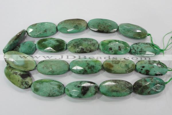 CAA94 15.5 inches 20*40mm faceted oval grass agate gemstone beads