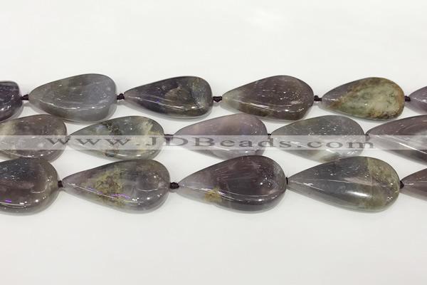 CAB1002 15.5 inches 18*30mm - 20*35mm flat teardrop purple agate beads