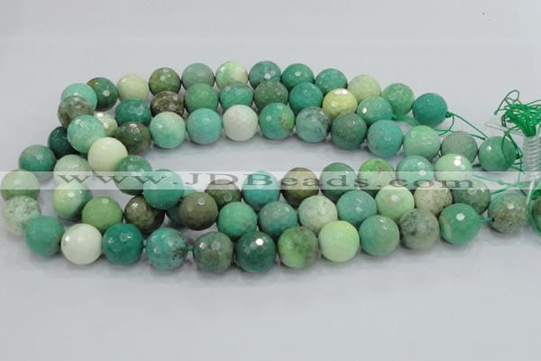 CAB11 15.5 inches 16mm faceted round green grass agate gemstone beads