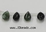 CAB127 15.5 inches 8*12mm flat teardrop moss agate gemstone beads