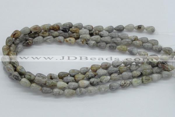 CAB143 15.5 inches 8*12mm teardrop bamboo leaf agate beads