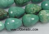 CAB15 15.5 inches 12*18mm faceted teardrop green grass agate beads