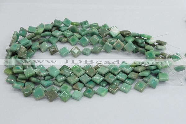 CAB27 15.5 inches 10*10mm diamond green grass agate gemstone beads