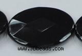 CAB323 15.5 inches 35*50mm faceted oval black agate gemstone beads