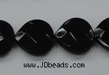 CAB324 15.5 inches 20*20mm faceted heart black agate gemstone beads