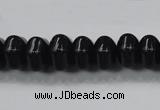 CAB340 15.5 inches 8*14mm hexagon rondelle black agate gemstone beads