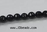 CAB343 15.5 inches 8mm faceted round black agate gemstone beads