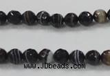 CAB347 15.5 inches 8mm faceted round black agate gemstone beads