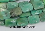 CAB36 15.5 inches 10*14mm faceted rectangle green grass agate beads