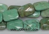 CAB37 15.5 inches 13*18mm faceted rectangle green grass agate beads