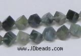 CAB400 15.5 inches 6*6mm inclined cube moss agate gemstone beads