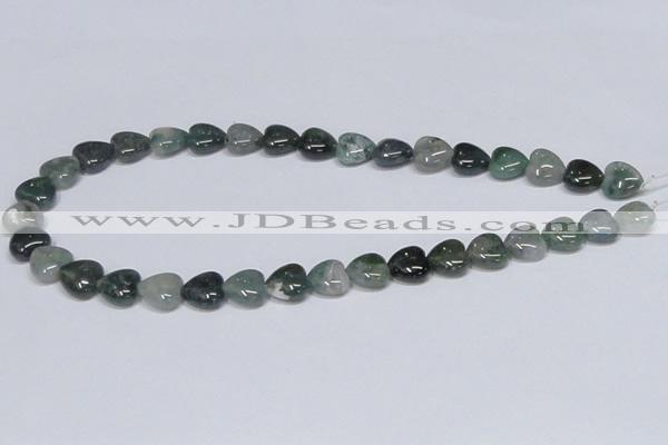 CAB406 15.5 inches 12*12mm heart moss agate gemstone beads wholesale