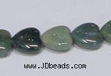 CAB407 15.5 inches 14*14mm heart moss agate gemstone beads wholesale